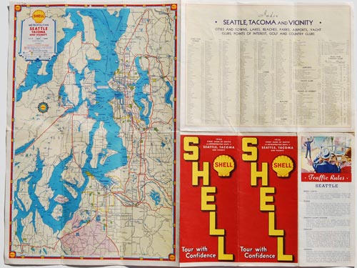 Shell 1936 Street Guide of Seattle and Metropolitan Maps of Seattle, Tacoma and vicinity